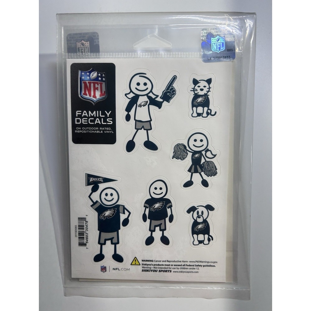 NFL Family Decals PHILADELPHIA EAGLES Repositionable Reusable 12 Pcs